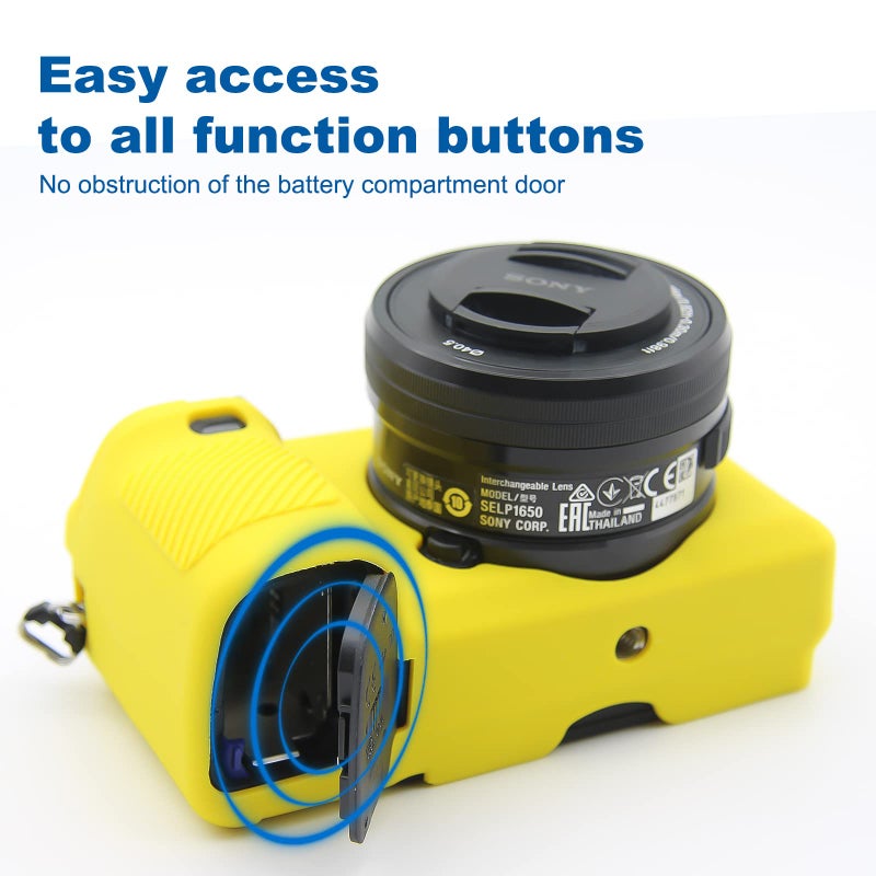 Easy Hood Case for Sony Alpha A6100 A6300 A6400 ILCE-6100 ILCE-6300 ILCE-6400 Digital Camera, Anti-Scratch Soft Silicone Housing Protective Cover Protector Skin (Yellow) - Image 4